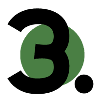 Schwarze Zahl 3 mit einem grünen Kreis im Hintergrund